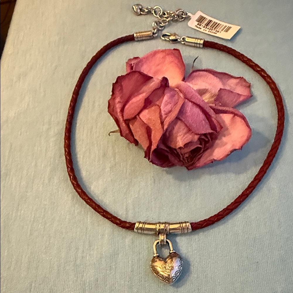 Chic Bohemian Red Necklace with Silver Heart Charm